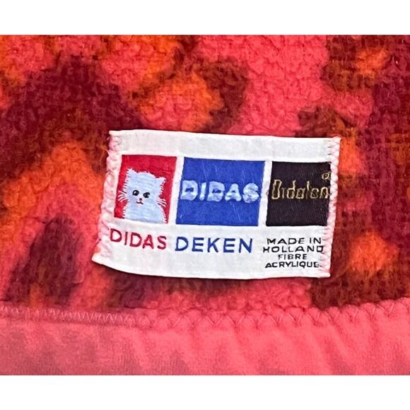 Vintage 70's Didas Deken blanket orange and pink paisley 56"x72" - Picture 3 of 3